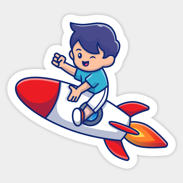 Cute Kid Riding Rocket Sticker by Catalyst Labs